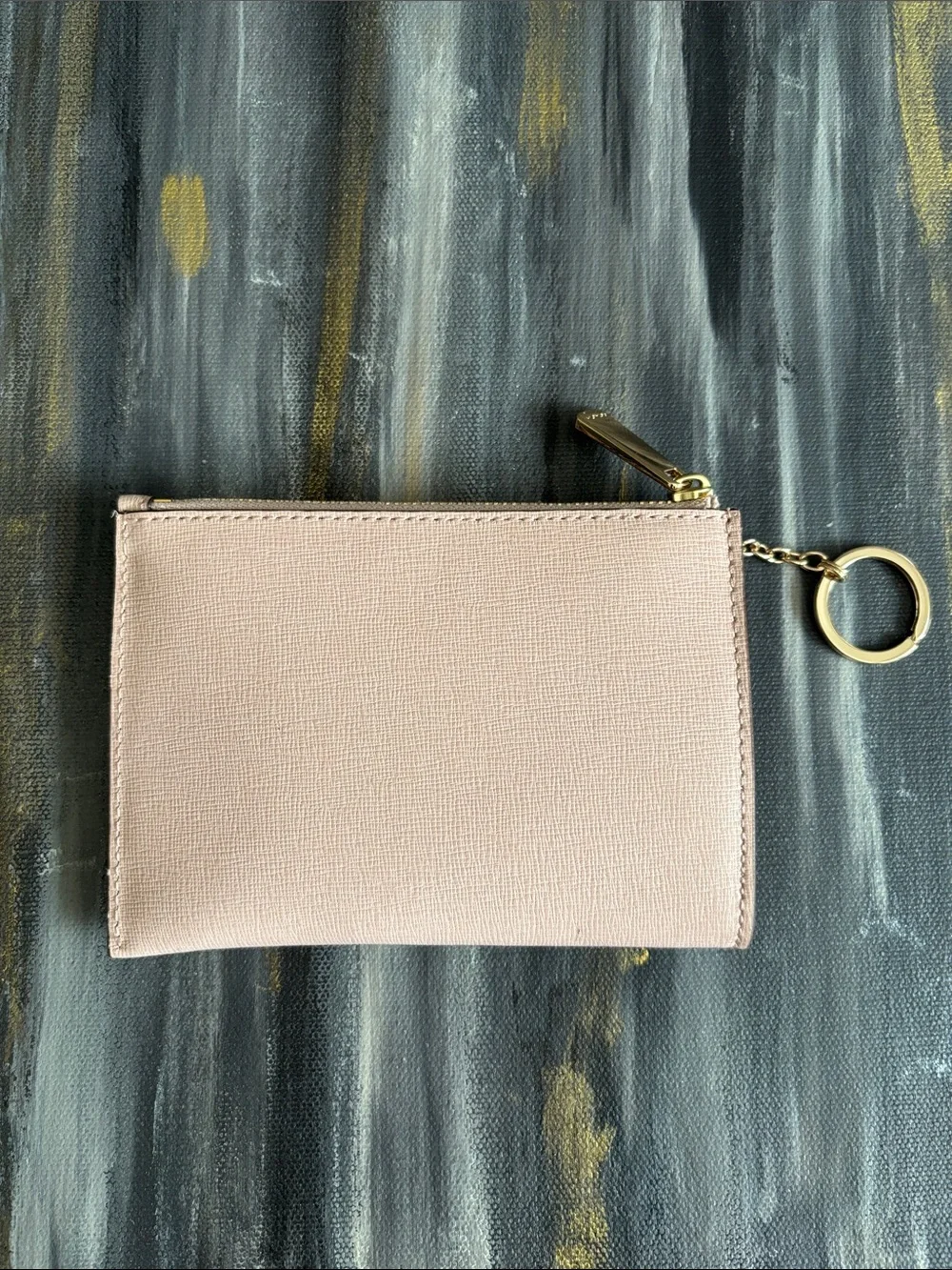 NWOT COACH Pale Pink Leather Card & Key Pouch with Gold Hardware